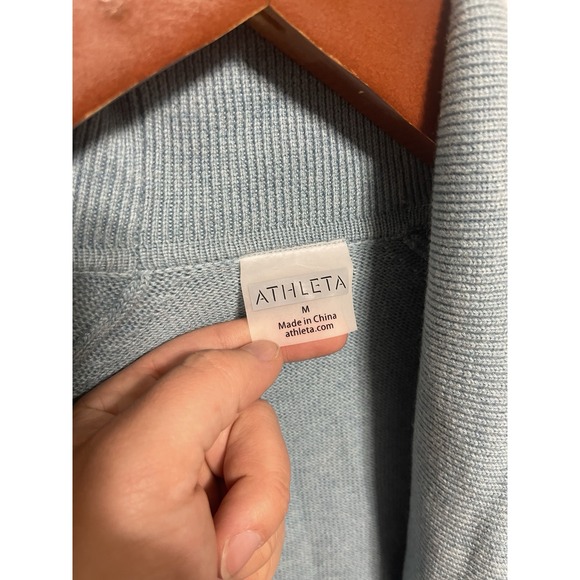 Athleta Wrap Sweater Cardigan Women's Size M Blue Loungewear - Picture 5 of 7